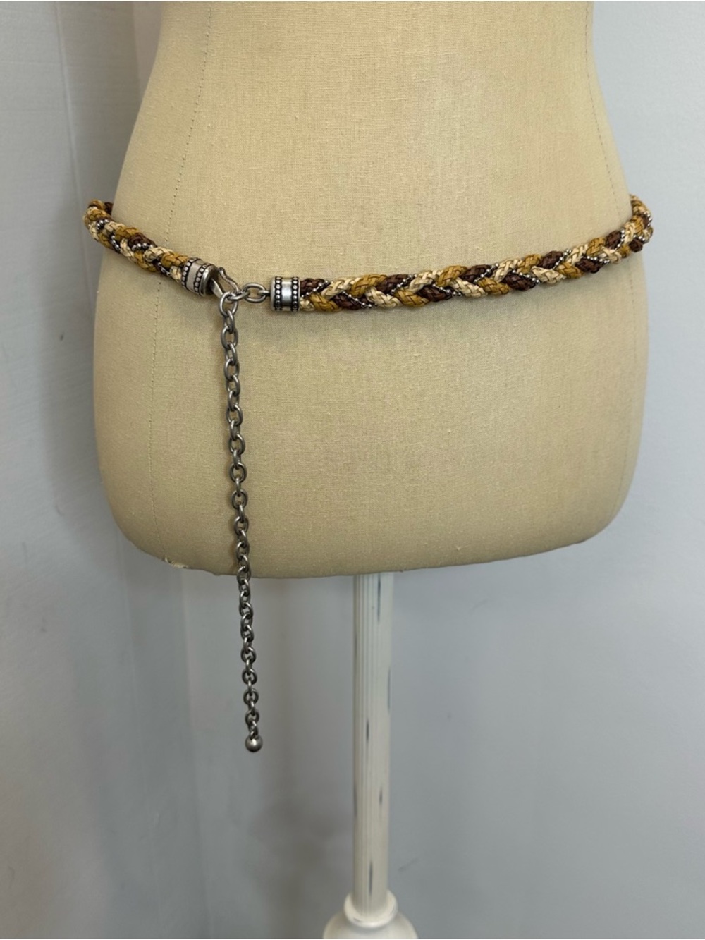 Braided Rope Chain Waist Belt in Brown and Gold - Picture 2 of 8